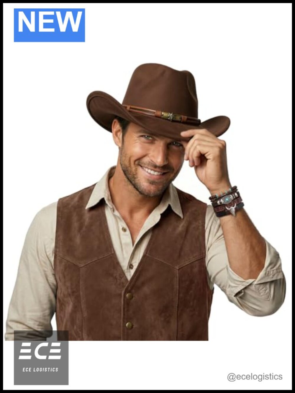 Wide Brim Cowboy Hat Polyester Western Hat Gift Box Unisex Adult